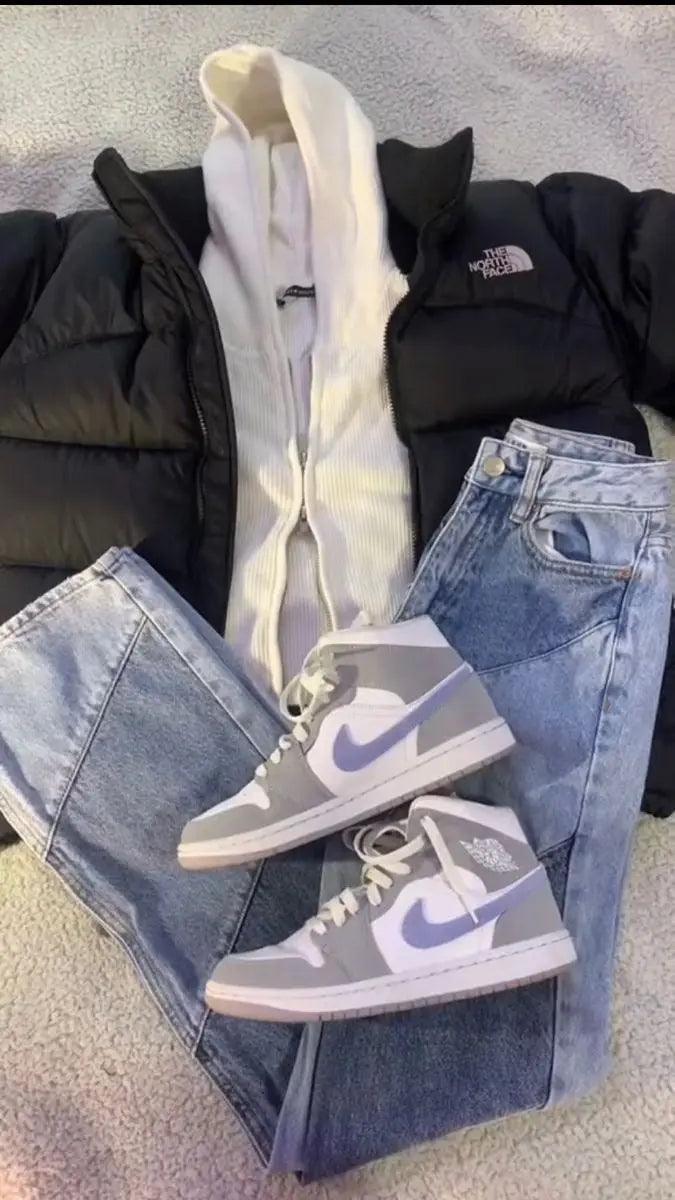 Custom Air Jordan 1 Mid Wolf Grey High Q