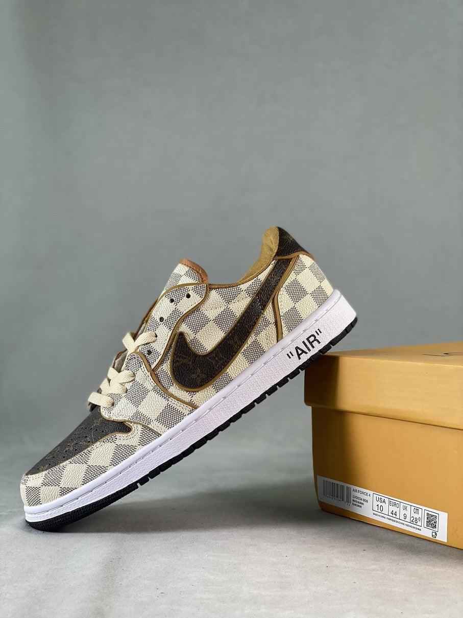 Custom Air Jordan 1 Low Damier Azur Brown LV Monogram