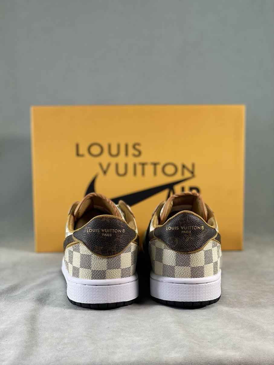 Custom Air Jordan 1 Low Damier Azur Brown LV Monogram