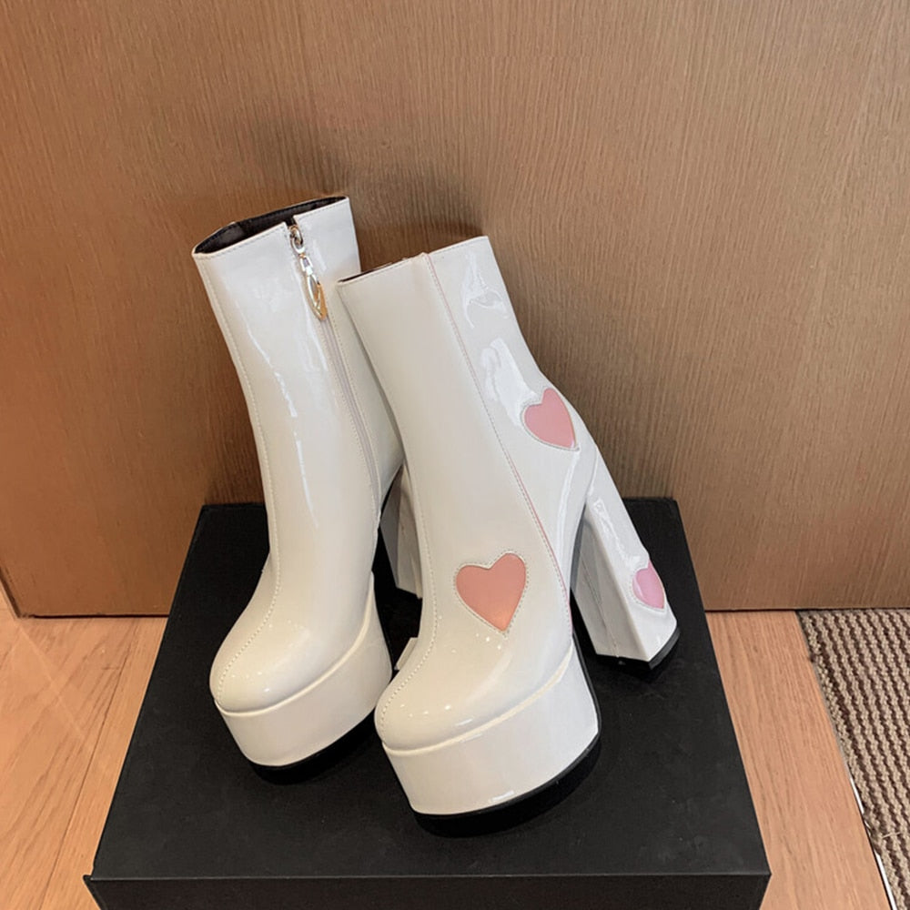 FLUER High Heel Platform Ankle Boots