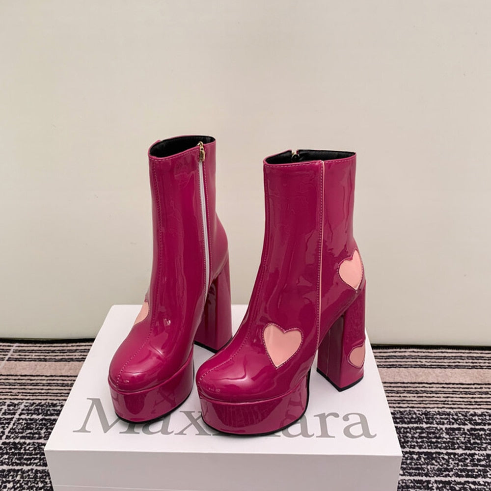 FLUER High Heel Platform Ankle Boots