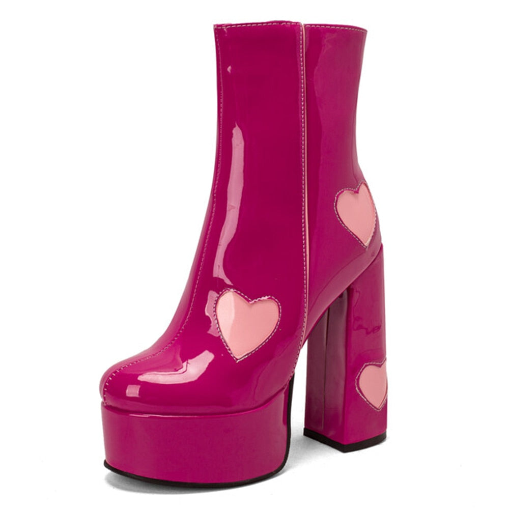 FLUER High Heel Platform Ankle Boots