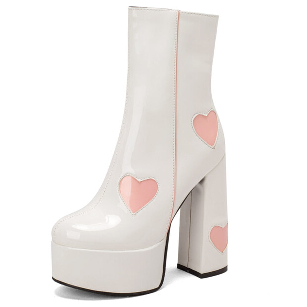 FLUER High Heel Platform Ankle Boots