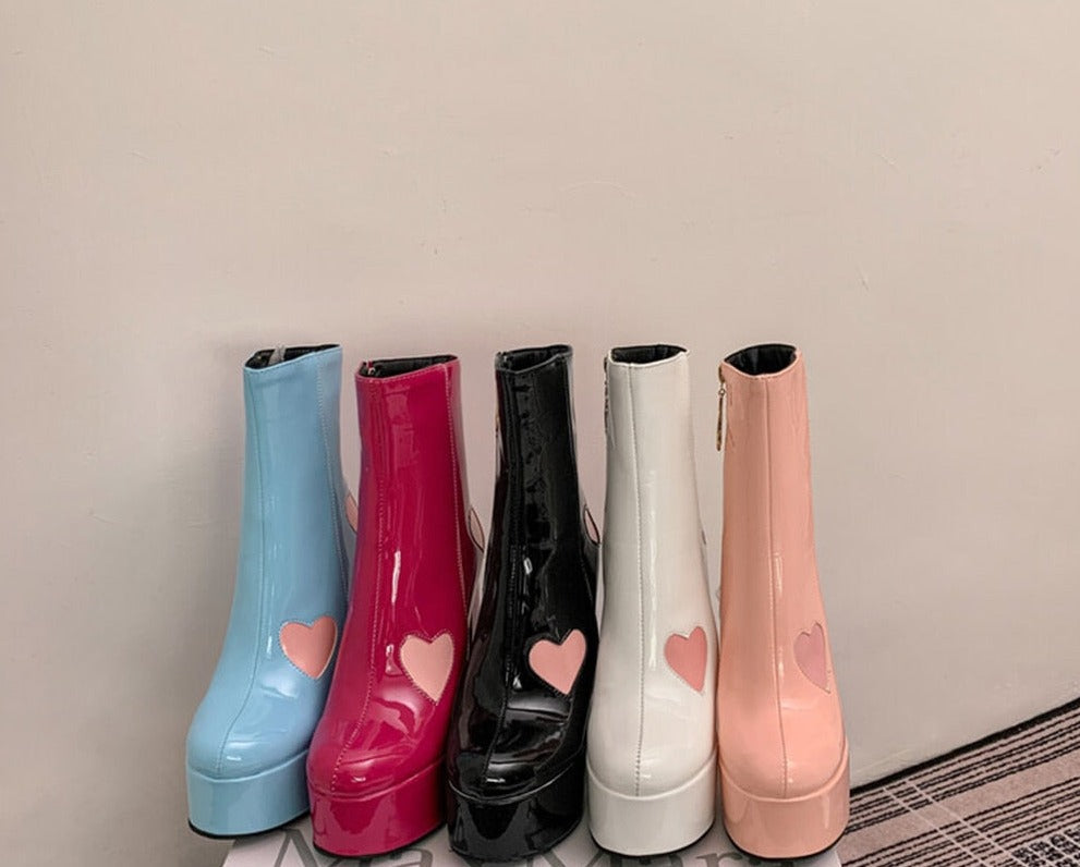 FLUER High Heel Platform Ankle Boots